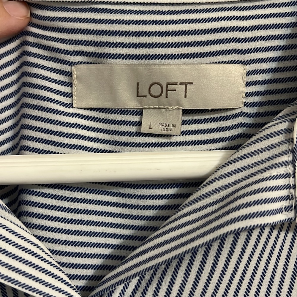 LOFT Black and White Striped Blouse - Picture 5 of 6